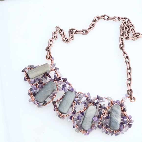 Amethyst Jasper Copper Reiki Bollywood Pendant - Picture 4 of 7